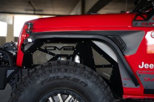 Jeep Gladiator JT Fender Flares - Front - DV8 Offroad - Slim, Micro-texture, Dual Stage Daytime Running Lights - Black - `20-`23